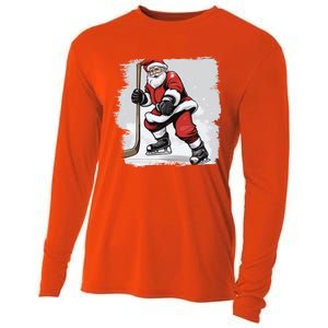 Santa The Hockey Player On The Rink For Christmas Great Gift Cooling Performance Long Sleeve Crew