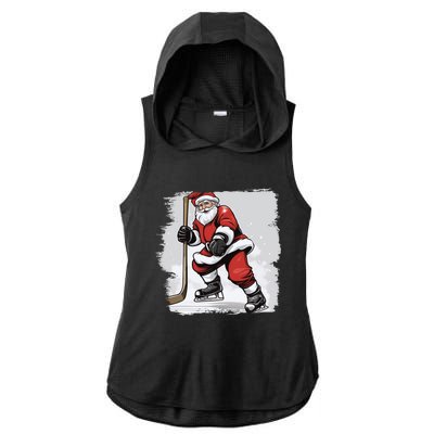 Santa The Hockey Player On The Rink For Christmas Great Gift Ladies PosiCharge Tri-Blend Wicking Draft Hoodie Tank