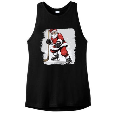 Santa The Hockey Player On The Rink For Christmas Great Gift Ladies PosiCharge Tri-Blend Wicking Tank