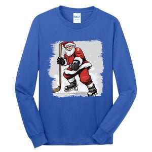 Santa The Hockey Player On The Rink For Christmas Great Gift Tall Long Sleeve T-Shirt