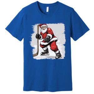 Santa The Hockey Player On The Rink For Christmas Great Gift Premium T-Shirt