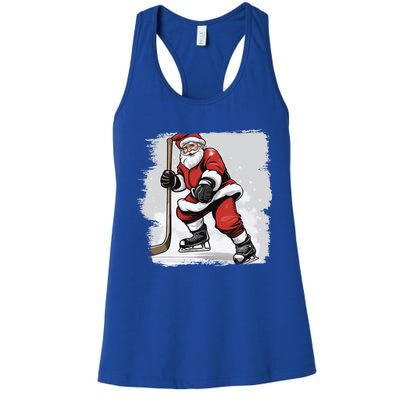 Santa The Hockey Player On The Rink For Christmas Great Gift Women's Racerback Tank