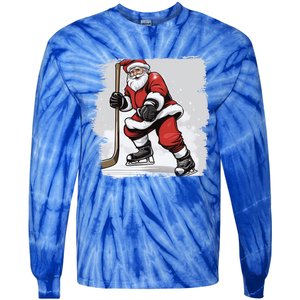 Santa The Hockey Player On The Rink For Christmas Great Gift Tie-Dye Long Sleeve Shirt