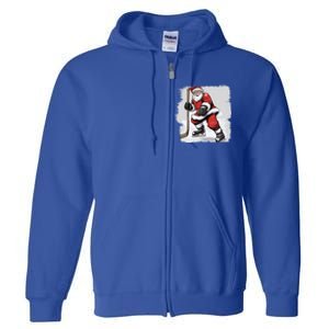 Santa The Hockey Player On The Rink For Christmas Great Gift Full Zip Hoodie