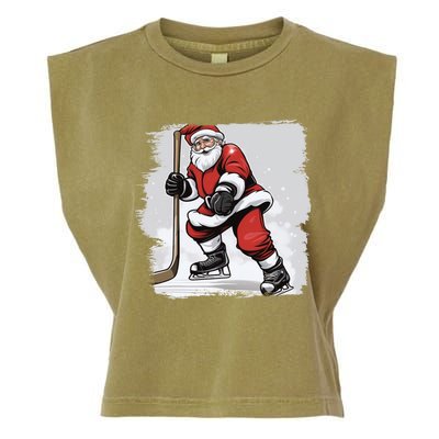 Santa The Hockey Player On The Rink For Christmas Great Gift Garment-Dyed Women's Muscle Tee