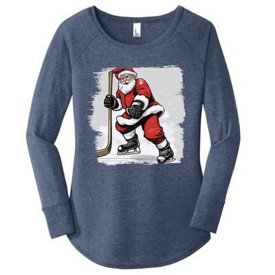 Santa The Hockey Player On The Rink For Christmas Great Gift Women's Perfect Tri Tunic Long Sleeve Shirt