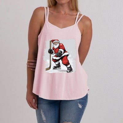 Santa The Hockey Player On The Rink For Christmas Great Gift Women's Strappy Tank