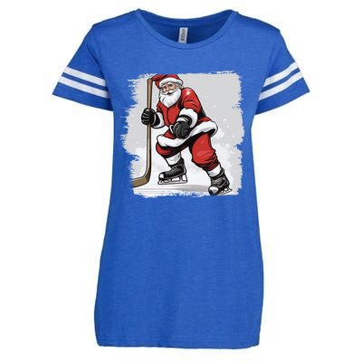 Santa The Hockey Player On The Rink For Christmas Great Gift Enza Ladies Jersey Football T-Shirt