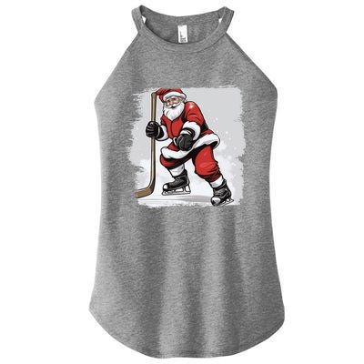 Santa The Hockey Player On The Rink For Christmas Great Gift Women’s Perfect Tri Rocker Tank