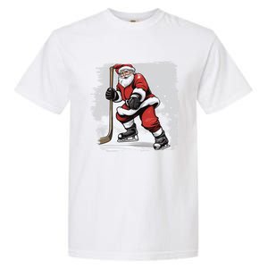 Santa The Hockey Player On The Rink For Christmas Great Gift Garment-Dyed Heavyweight T-Shirt