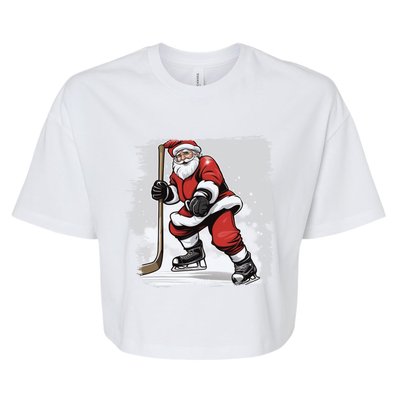 Santa The Hockey Player On The Rink For Christmas Great Gift Bella+Canvas Jersey Crop Tee