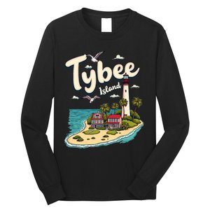 Scenic Tybee Island Georgia Lighthouse And Seagulls Long Sleeve Shirt