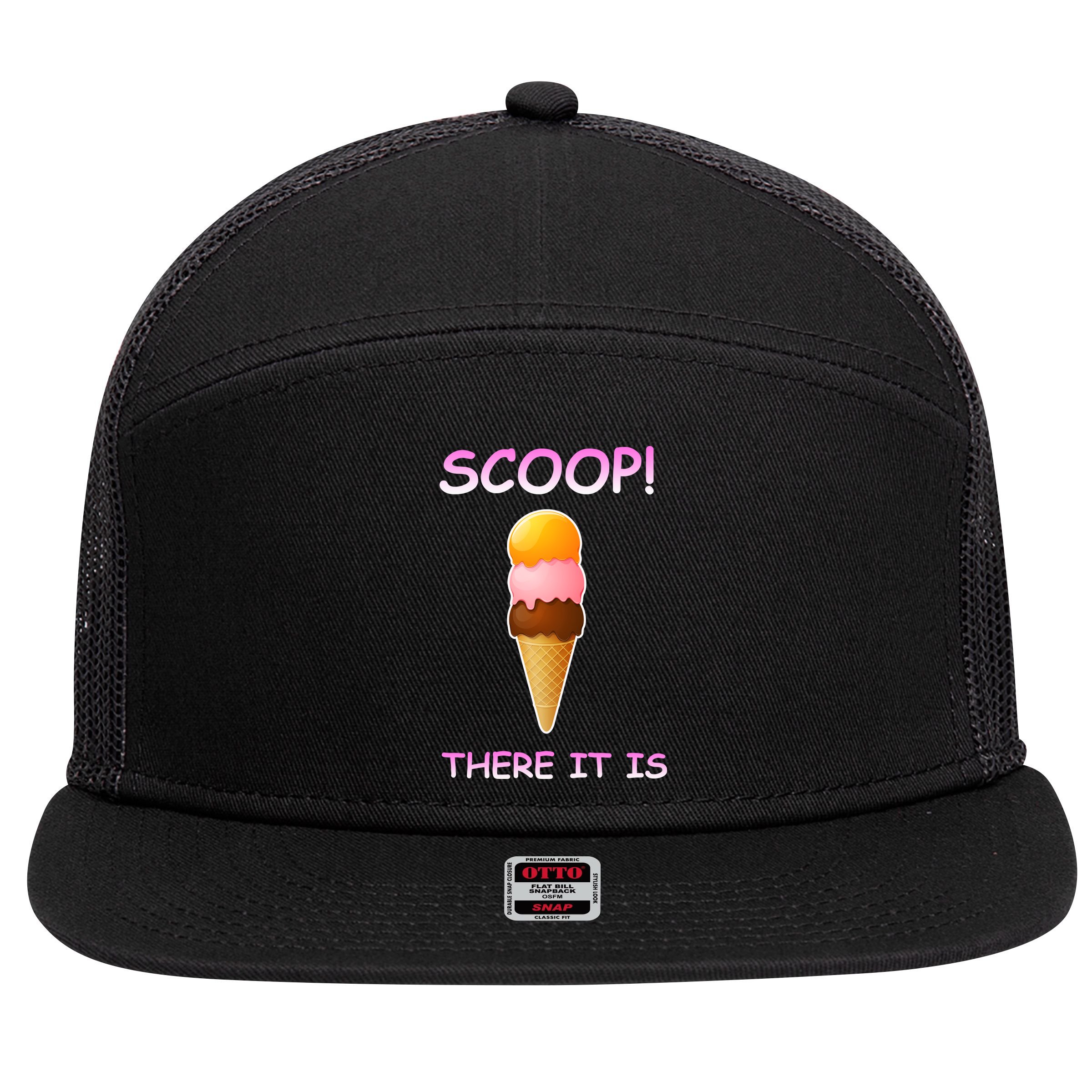 Scoop There It Is Tag Team Funny Ice Cream Pun Sweet Tooth Cute Gift 7 Panel Mesh Trucker Snapback Hat