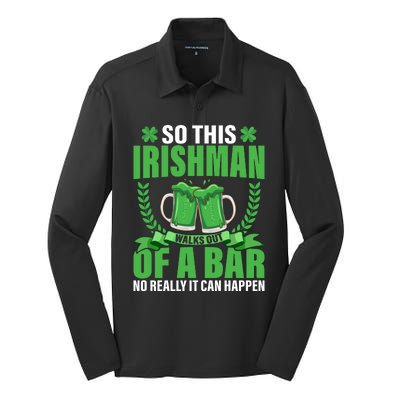 So This Irishman Walks Out Of A Bar Silk Touch Performance Long Sleeve Polo