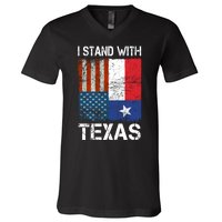 Support Texas I Stand With Texas Texan Flag Close The Border V-Neck T-Shirt