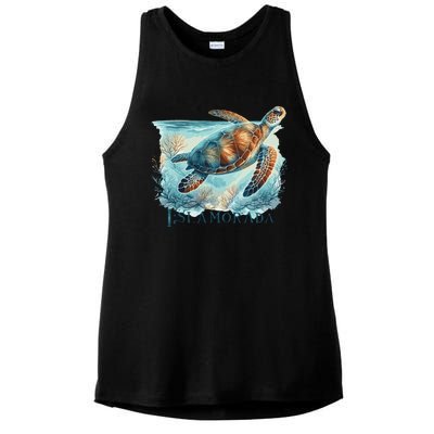 Sea Turtle Islamorada Florida Keys Ladies PosiCharge Tri-Blend Wicking Tank