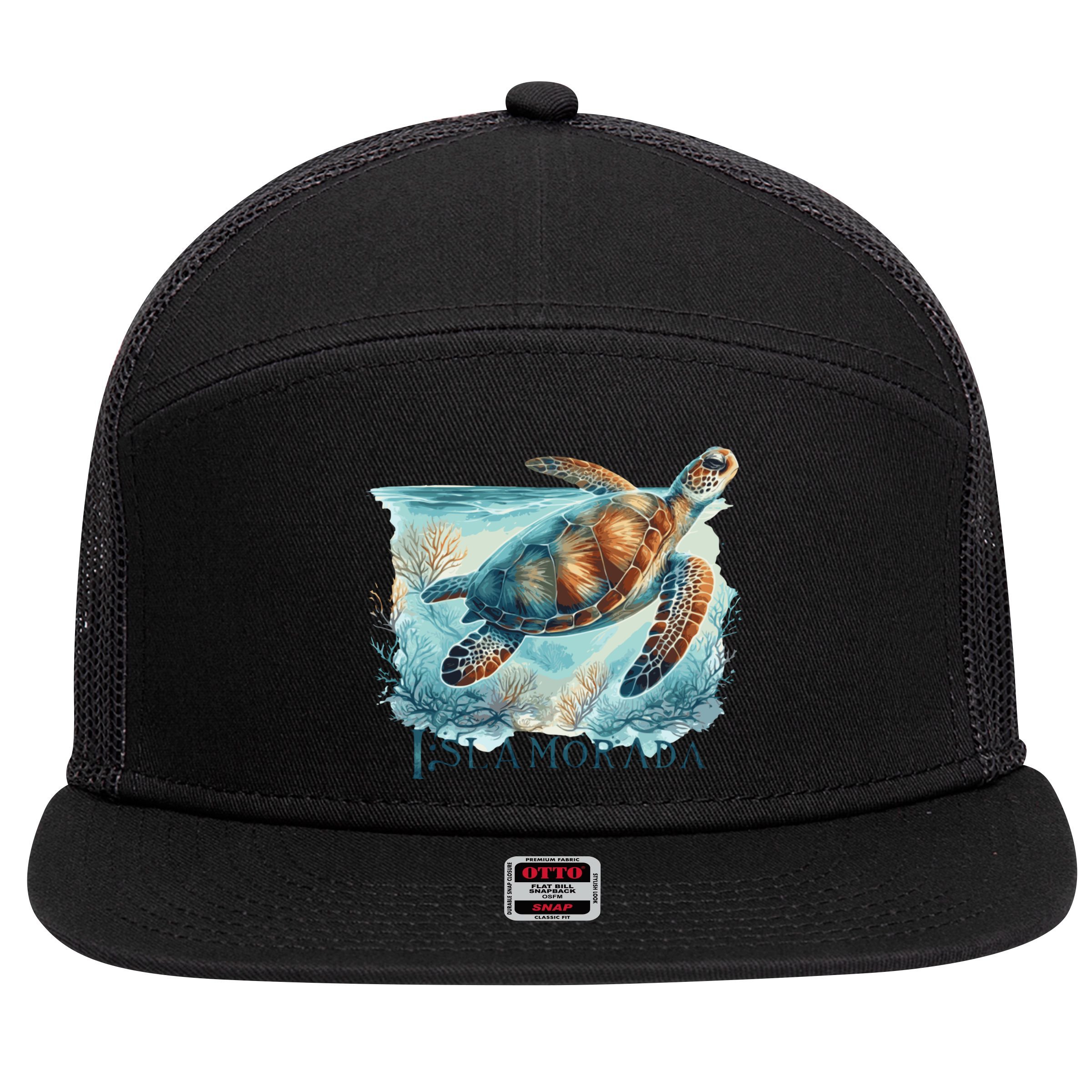 Sea Turtle Islamorada Florida Keys 7 Panel Mesh Trucker Snapback Hat