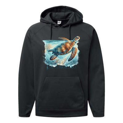 Sea Turtle Islamorada Florida Keys Performance Fleece Hoodie