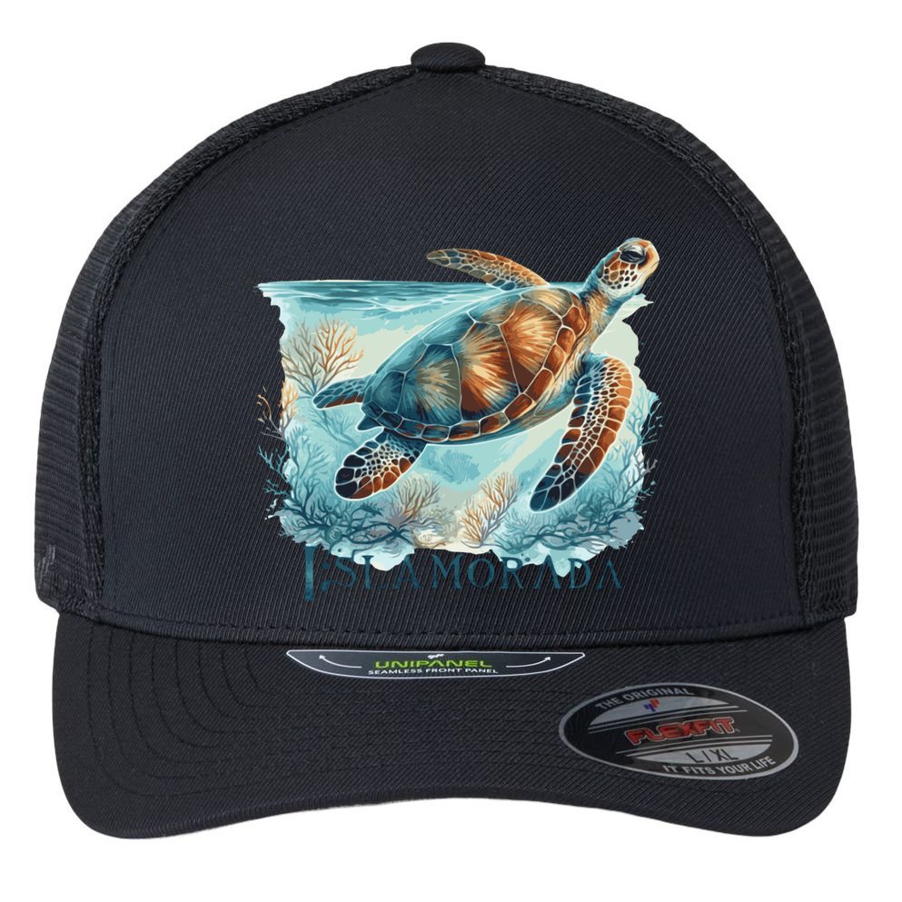 Sea Turtle Islamorada Florida Keys Flexfit Unipanel Trucker Cap