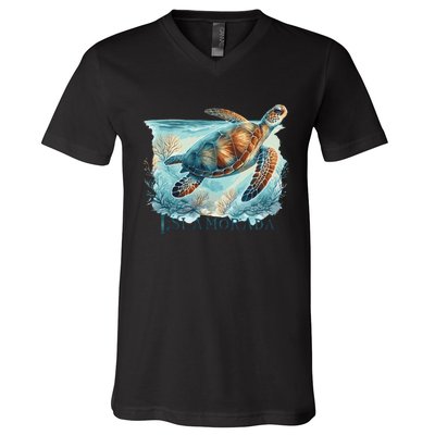 Sea Turtle Islamorada Florida Keys V-Neck T-Shirt