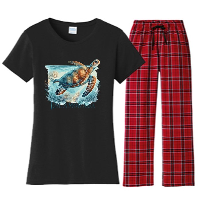 Sea Turtle Islamorada Florida Keys Women's Flannel Pajama Set