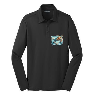 Sea Turtle Islamorada Florida Keys Silk Touch Performance Long Sleeve Polo