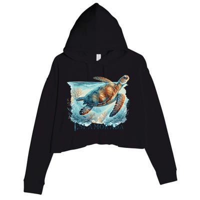 Sea Turtle Islamorada Florida Keys Crop Fleece Hoodie