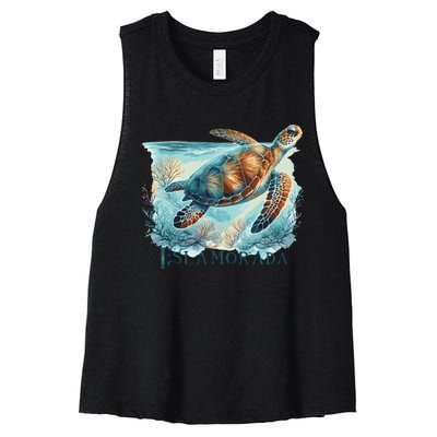 Sea Turtle Islamorada Florida Keys Women's Racerback Cropped Tank