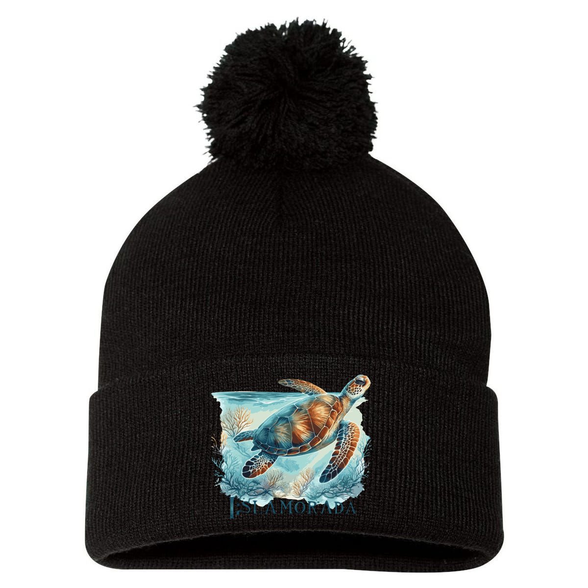 Sea Turtle Islamorada Florida Keys Pom Pom 12in Knit Beanie