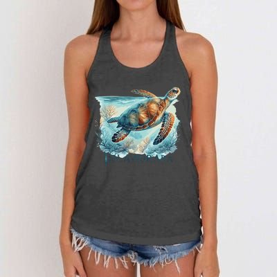 Sea Turtle Islamorada Florida Keys Women's Knotted Racerback Tank