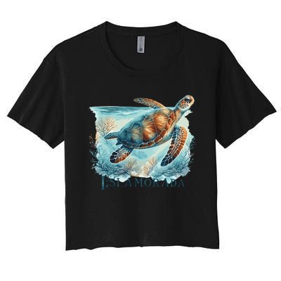 Sea Turtle Islamorada Florida Keys Women's Crop Top Tee