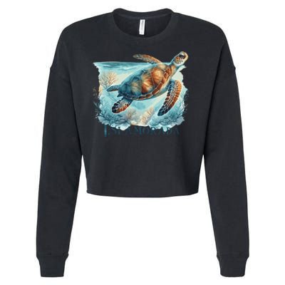 Sea Turtle Islamorada Florida Keys Cropped Pullover Crew