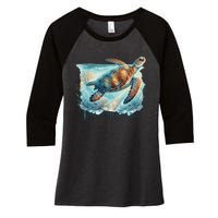 Sea Turtle Islamorada Florida Keys Women's Tri-Blend 3/4-Sleeve Raglan Shirt