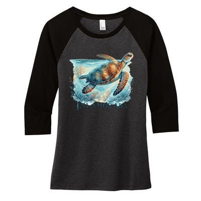 Sea Turtle Islamorada Florida Keys Women's Tri-Blend 3/4-Sleeve Raglan Shirt