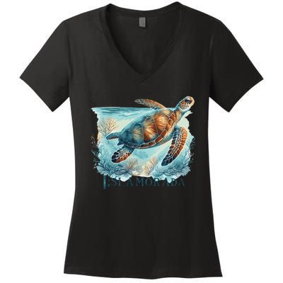 Sea Turtle Islamorada Florida Keys Women's V-Neck T-Shirt