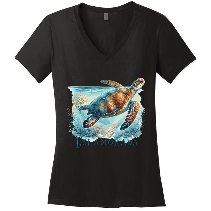 Sea Turtle Islamorada Florida Keys Women's V-Neck T-Shirt