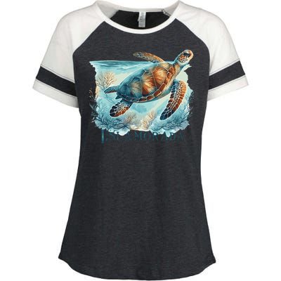 Sea Turtle Islamorada Florida Keys Enza Ladies Jersey Colorblock Tee