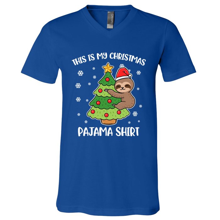 Sloth This Is My Christmas Pajama Gift V-Neck T-Shirt