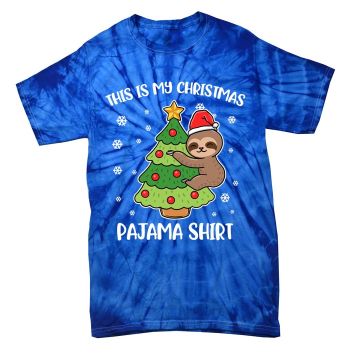 Sloth This Is My Christmas Pajama Gift Tie-Dye T-Shirt