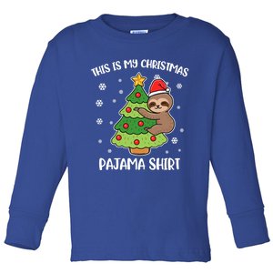 Sloth This Is My Christmas Pajama Gift Toddler Long Sleeve Shirt