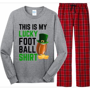 Sarcastic This Is My Lucky Football Sport St Patrick's Day Funny Gift Long Sleeve Pajama Set