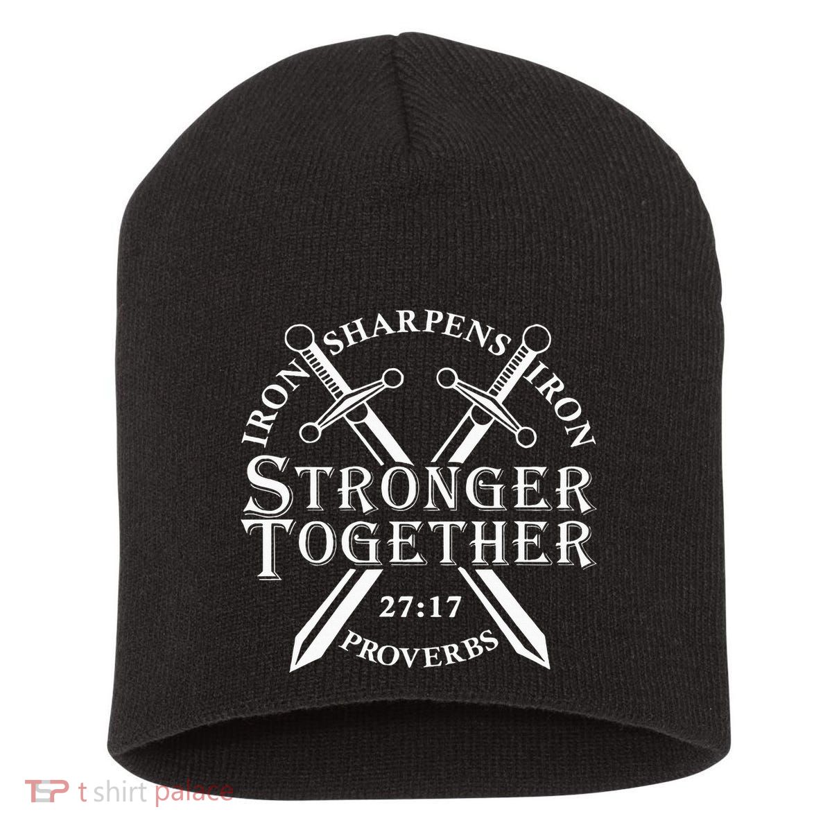 Strongers Together Iron Sharpens Iron Proverbs Short Acrylic Beanie