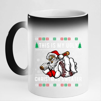 Santa This Is My Ugly Christmas Baseball Ball Gift 11oz Black Color Changing Mug