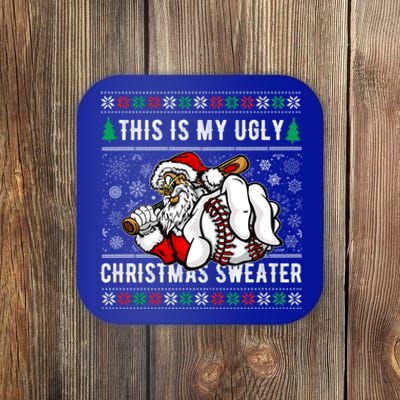 Santa This Is My Ugly Christmas Baseball Ball Gift Coaster