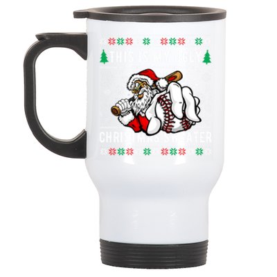 Santa This Is My Ugly Christmas Baseball Ball Gift Stainless Steel Travel Mug