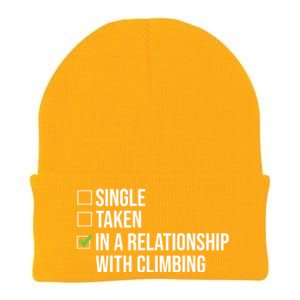 Single Taken In A Relationship With Climbing Rock Climber Gift Knit Cap Winter Beanie