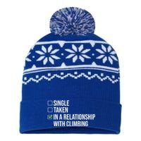 Single Taken In A Relationship With Climbing Rock Climber Gift USA-Made Snowflake Beanie