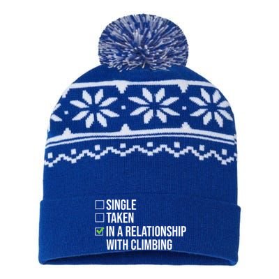 Single Taken In A Relationship With Climbing Rock Climber Gift USA-Made Snowflake Beanie