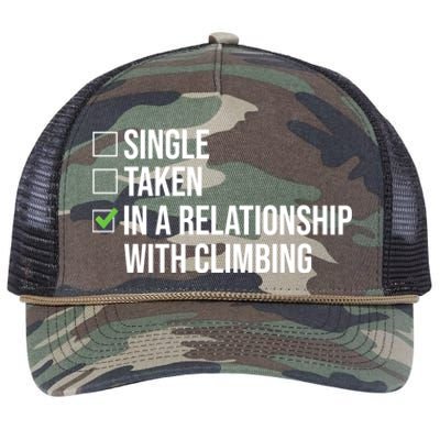 Single Taken In A Relationship With Climbing Rock Climber Gift Retro Rope Trucker Hat Cap