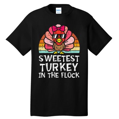 Sweetest Turkey In The Flock Girl Thanksgiving Tall T-Shirt